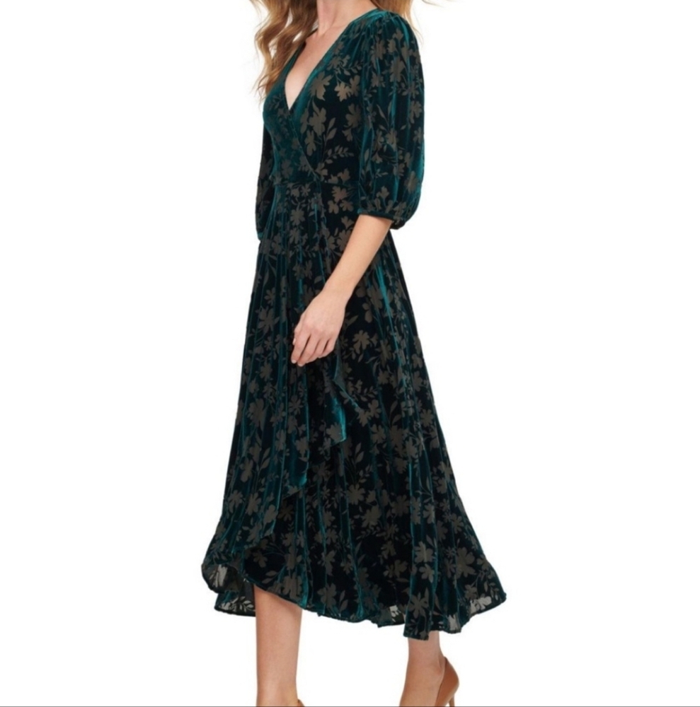 Calvin Klein Teal and Black Floral Midi Dress